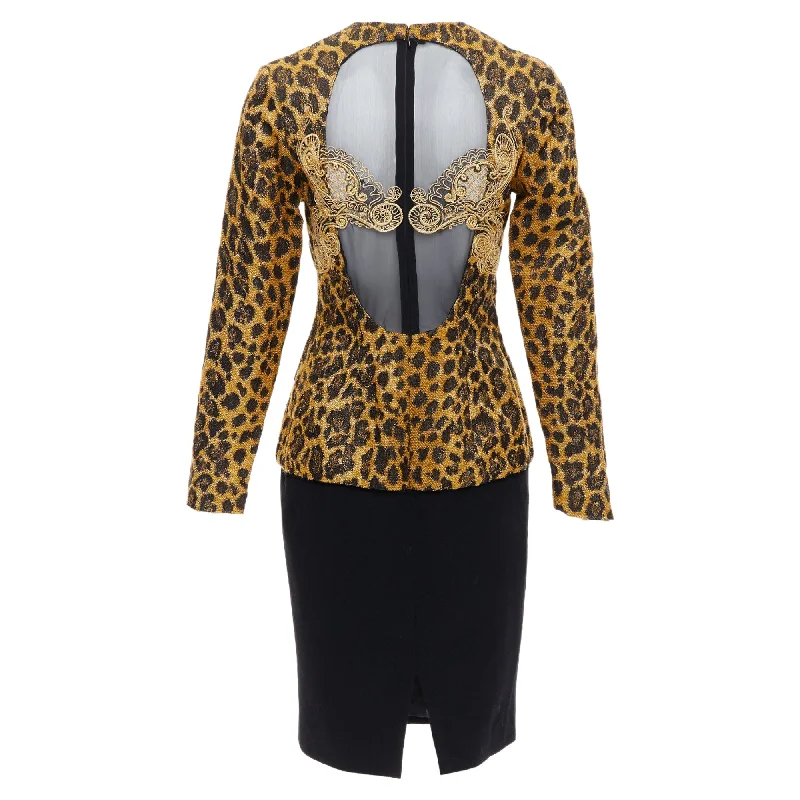 Affordable Women's Fashion Christian Dior Vintage Leopard Lurex Embroidery Sheer Back Dress