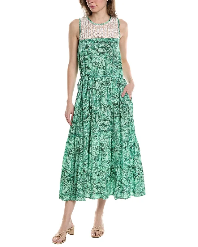 First Order Discount Monte and Lou Elation Lace Yoke Midi Dress