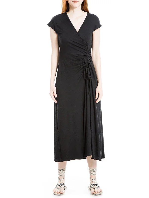 Score Big On Glamorous Red - Carpet Styles Womens Ruched Surplice Midi Dress