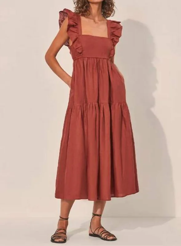 Great Deals On Ethnic Cultural Wear Clove Tie Back Maxi Dress in Rust