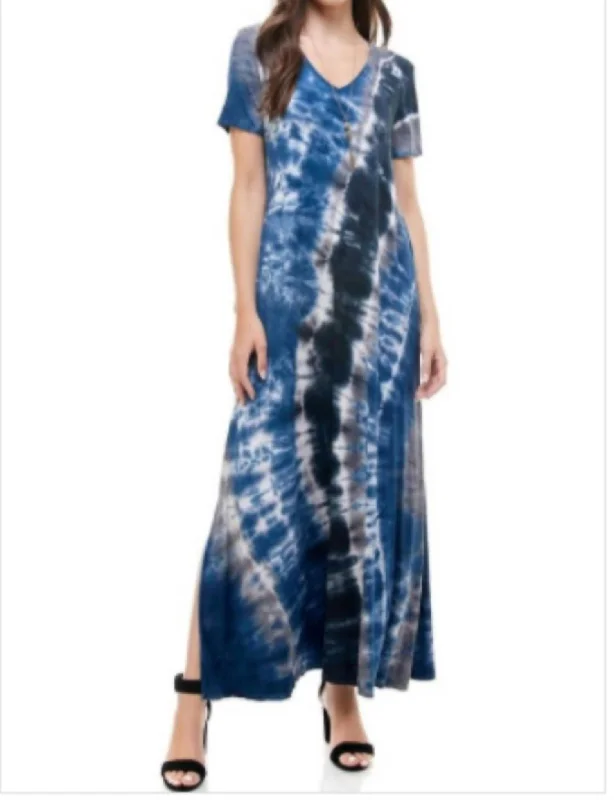 Last Chance Sale Tie Dye Maxi Dress In Blue