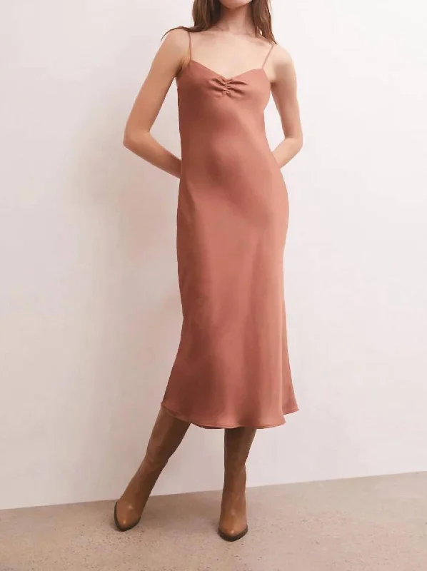 Cool Prices Lark Lux Sheen Slip Midi Dress In Penny