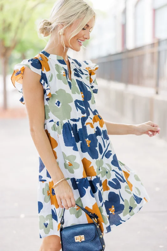 Seasonal Trends At This Time Olive Green Floral Dress