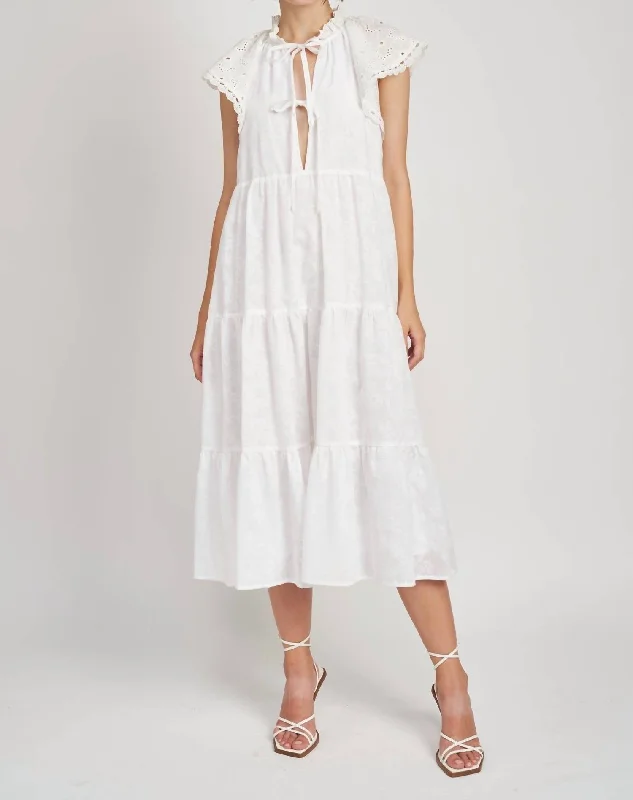 Huge Savings On Parisian Styles Delilah Midi Dress In White