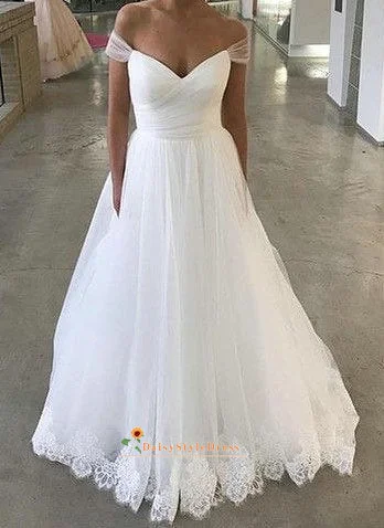 Fashionista Favorites Simple Off Shoulder Sleeve Wedding Dress