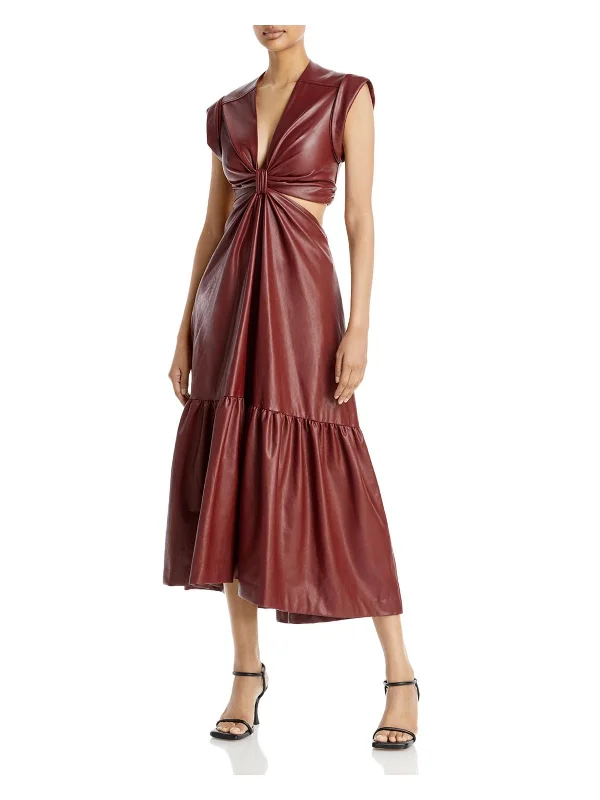 Last Chance Sale Alexandria Womens Faux Leather Long Maxi Dress