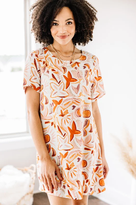 End Of Season Sale It's Your Day Orange Bold Floral Dress