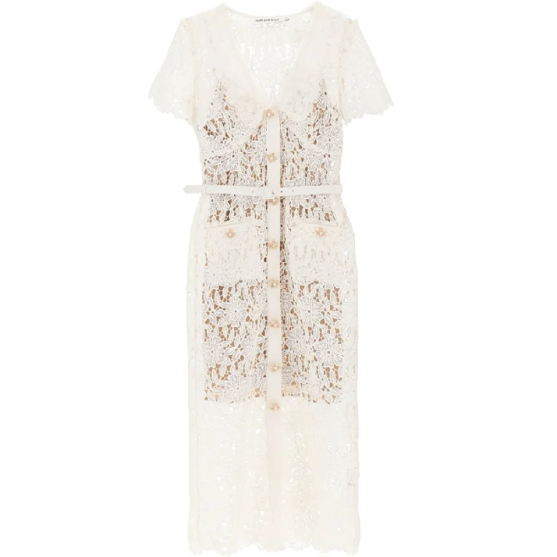 Trendy Styles Self Portrait Women's Cream Lace Midi Dress