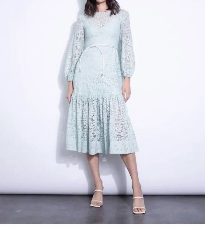 Pastel Styles Chiara Lace Midi Dress In Aqua