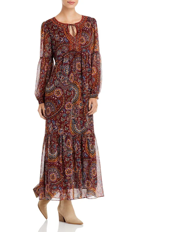 Anniversary Sale Delta Womens Printed Long Sleeves Maxi Dress