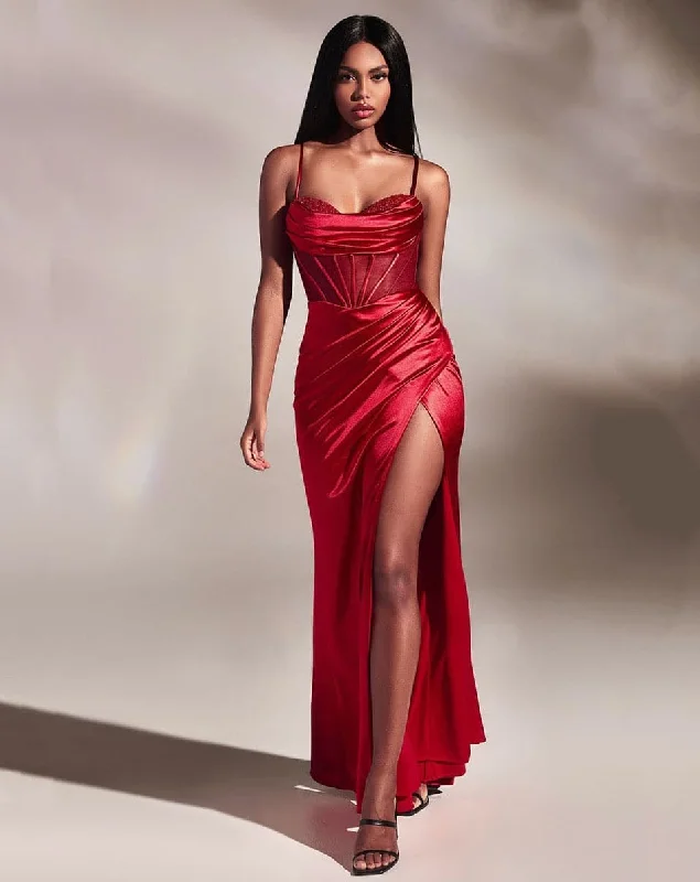 Pastel Styles Eugenie Satin Corset Gown - Red