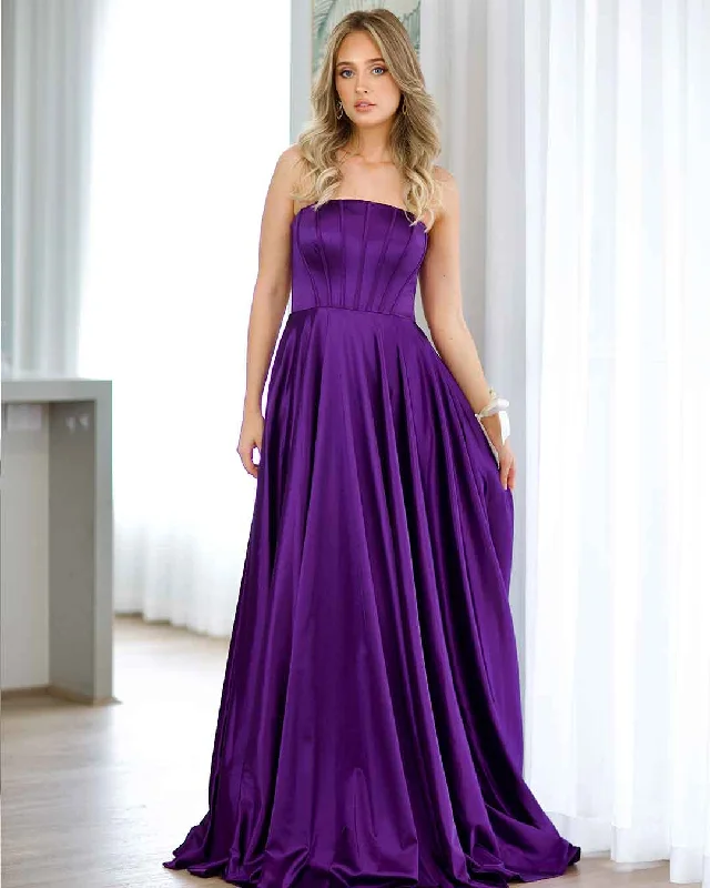 Winter Warm - Up Sale Alexandra Corset Satin Gown - Plum