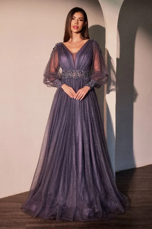 Limited - Time Bundle Tulle Long Sleeve A-line Gown by Ladivine CD0938