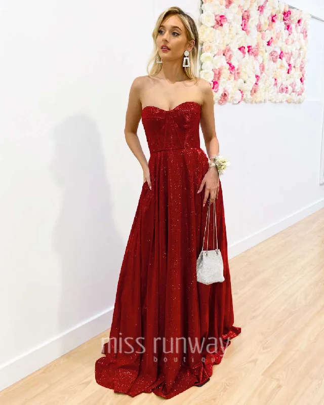 Mid - Season Sale Delphine Glitter Gown - Red