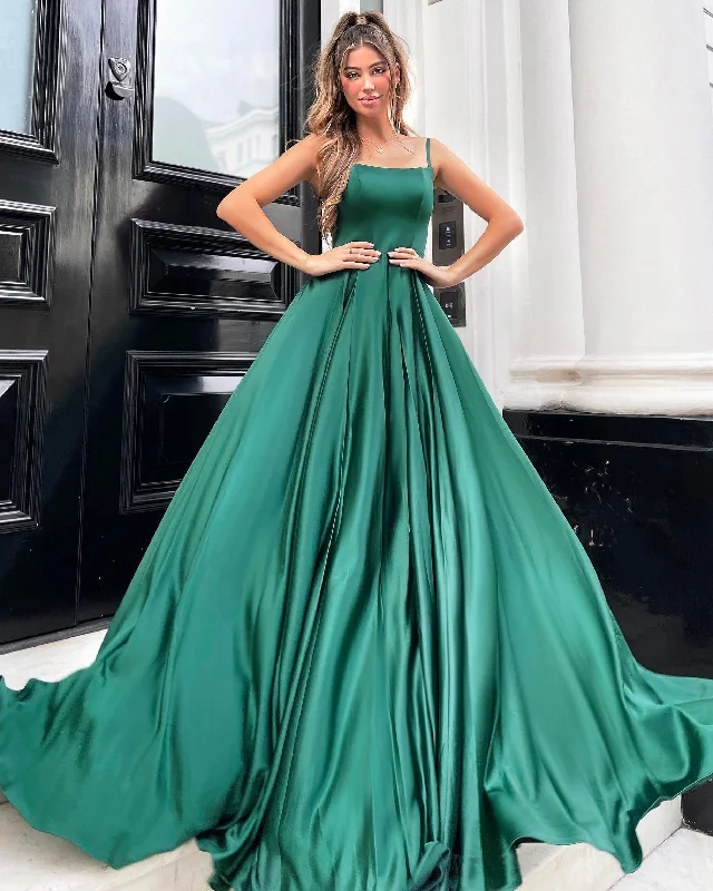 Limited-Time Offer Zahara Satin Gown - Bottle Green