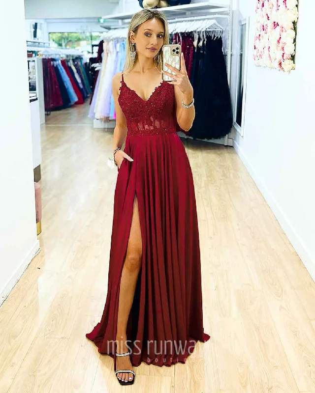 Save On Classic Elegant Styles Zoe Gown - Wine **[EXCLUSIVE]