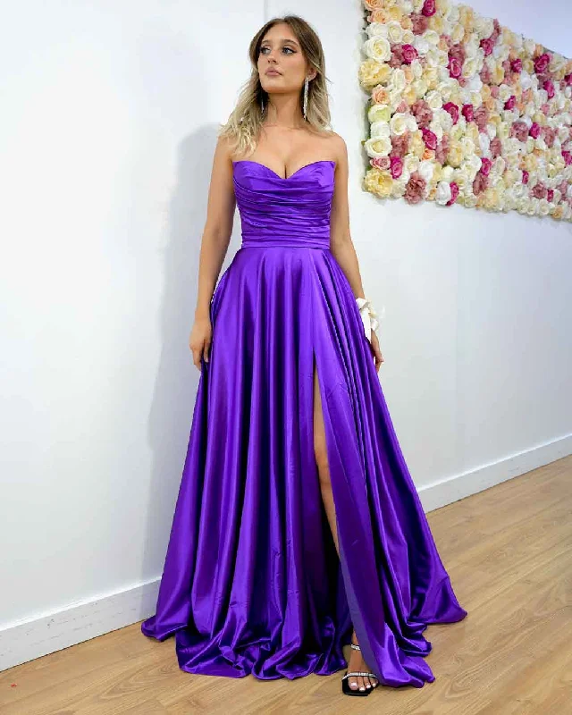 Big Savings On Rustic Countryside Styles Rosie Strapless Satin Gown - Purple