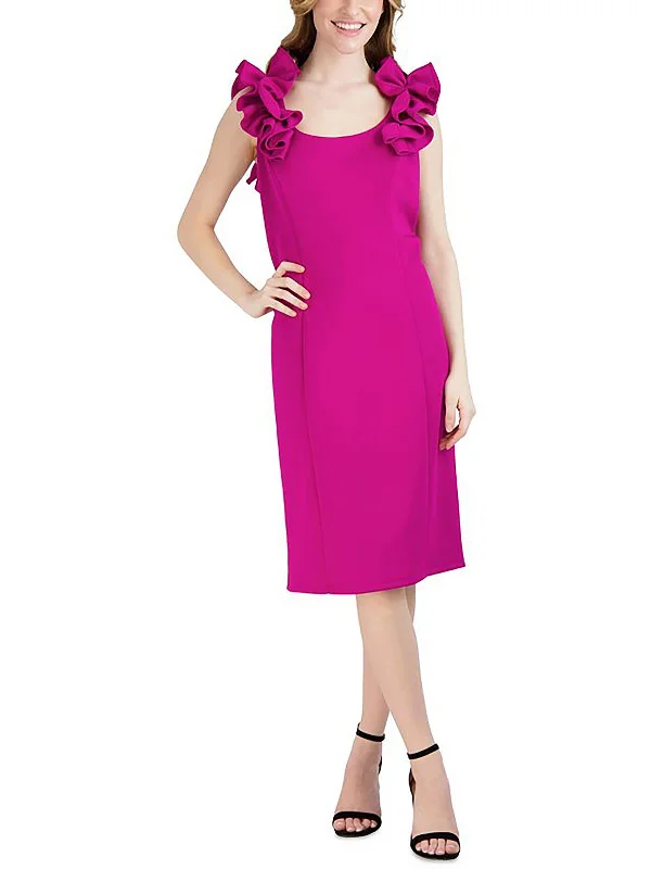 Women's Elegant Formal Outfit Womens Knit Ruffled Sheath Dress