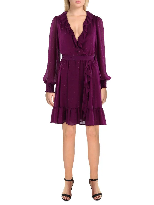 Clothes Woman Womens Chiffon Clip Dot Fit & Flare Dress