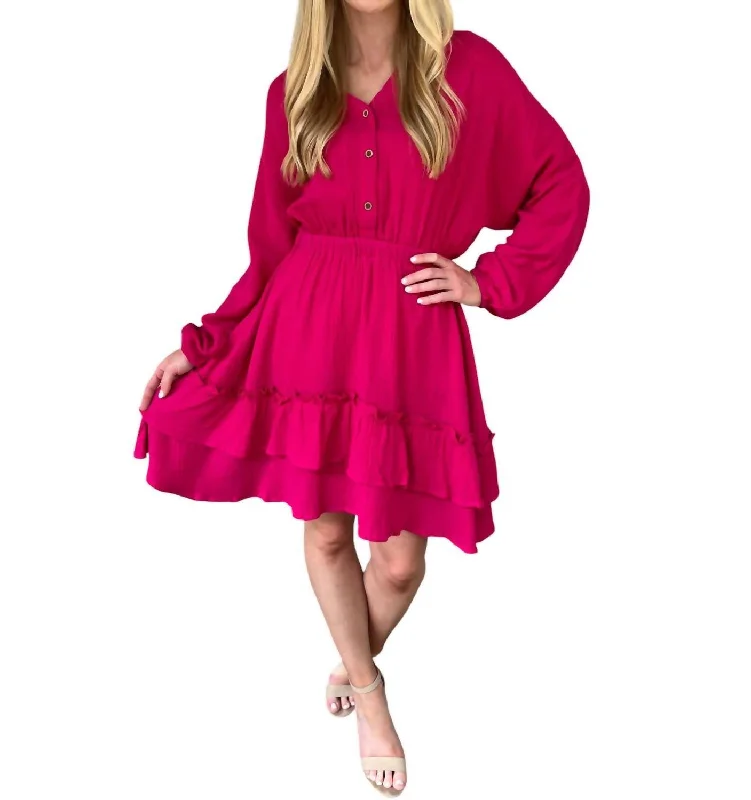 Online Boutique Clothing Trendy Gauze Dress In Hot Pink